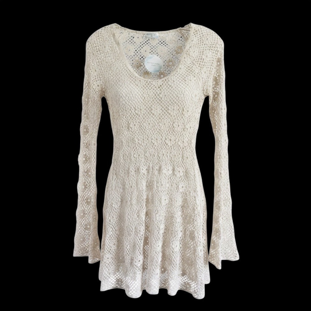 Altar'd State NWT Natural Crochet Swim Mini Dress Coverup S Boho Festival Beach